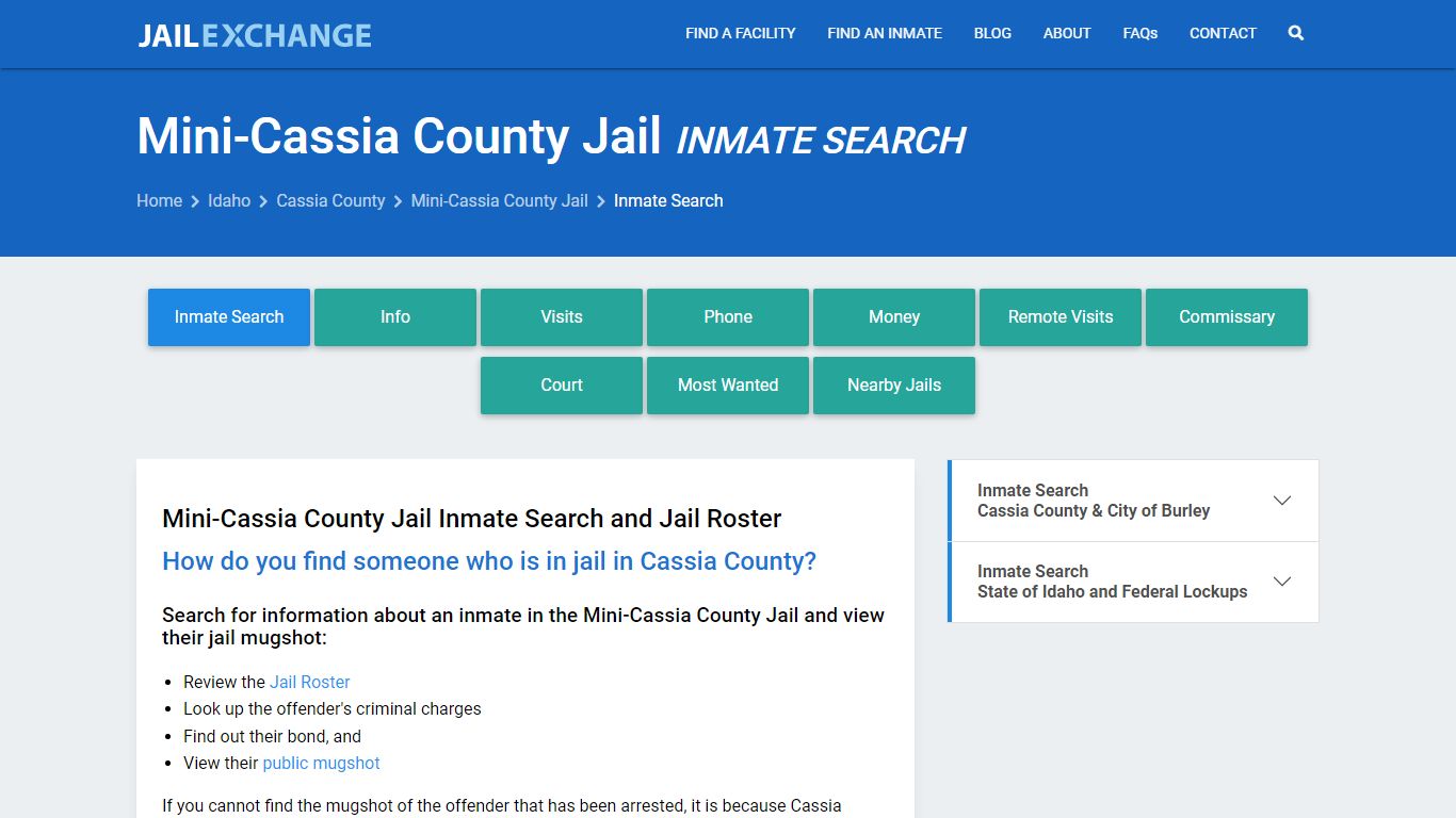 Inmate Search: Roster & Mugshots - Mini-Cassia County Jail, ID